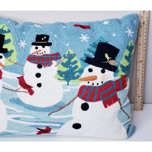 PIER 1 SET OF 2 Christmas Snowman Holiday Decor Throw Pillows Rectangle in VGUC - Picture 6 of 14